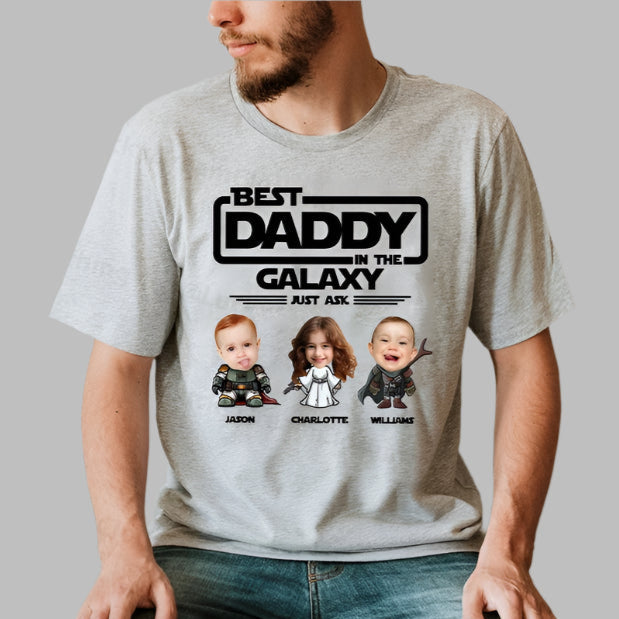 Personalized Star Wars Dad Shirt with Kids Name & Photo Shirt, Matching Father Son Star Wars Shirt, Father's Day Star Wars Shirt, Funny Tee