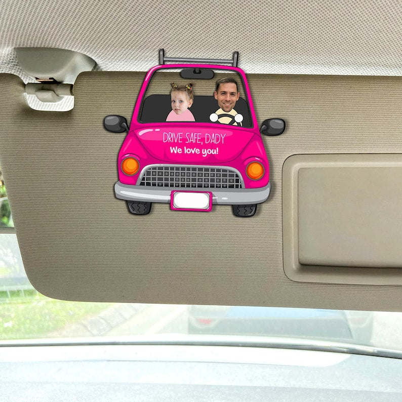Personalized Wooden Car Hanger, Drive Safe Daddy Wooden Car Hanging, New Dad Gift, Custom Car Hanger Car Accessories, Gift for Mom, Grandpa