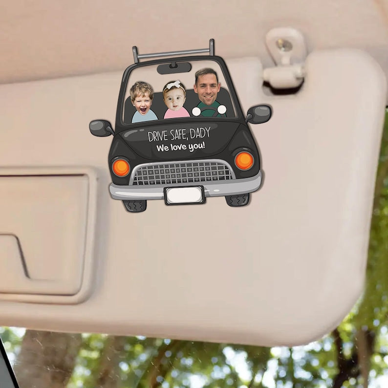 Personalized Wooden Car Hanger, Drive Safe Daddy Wooden Car Hanging, New Dad Gift, Custom Car Hanger Car Accessories, Gift for Mom, Grandpa