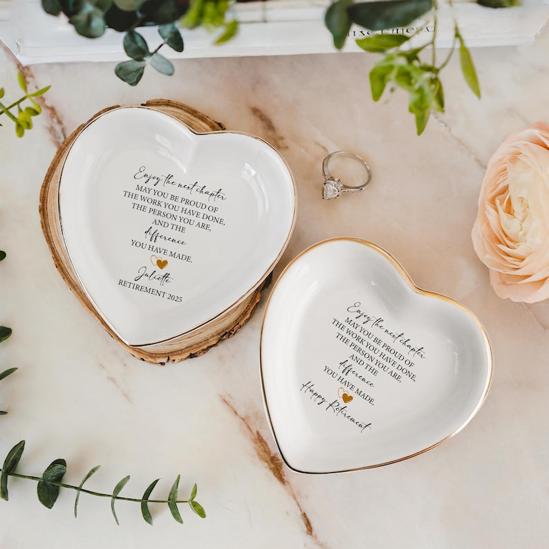 Custom Happy Retirement Ring Dish, Personalized Retirement Trinket, Happy Retirement Gift, Custom Coworker Ring Dish, Gift for Coworker