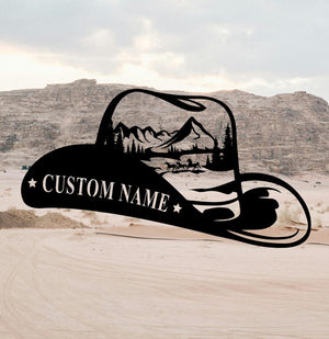 Western Cowboy Metal Sign, Custom Cowboy Name Sign, Cowboy Hat with Horses, Outdoor Sign, Western Decor, Cowgirl Decor, Cowboy Gift