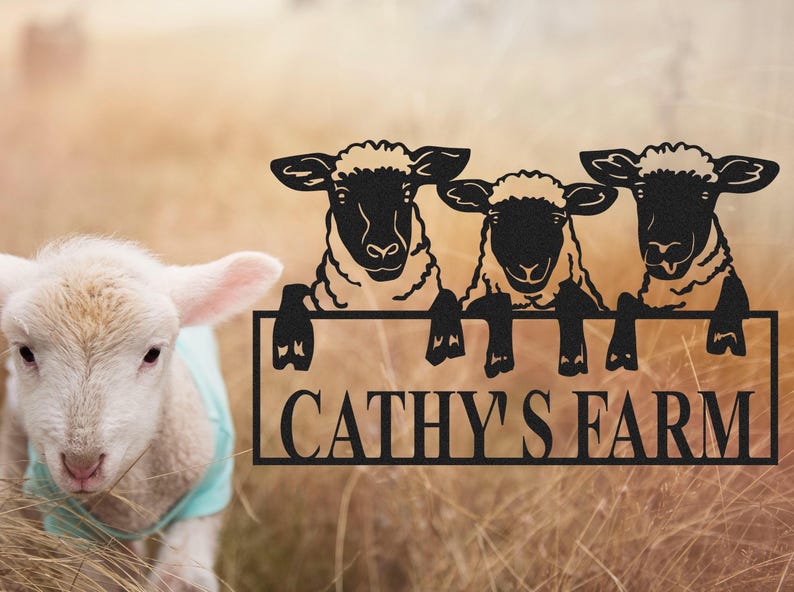 Sheep Farm Metal Sign, Custom Metal Sheep Sign,Personalized Three Sheep Metal Wall Art,Sheep Farm Decor Outdoor,Ranch Barn Sign