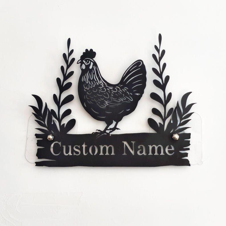 Custom Chicken Farm Metal Sign, Hen House Coop Sign, Personalized Hen Name Sign, Chicken Coop Wall Art, Eggs Farmhouse Decor, Barn Sign