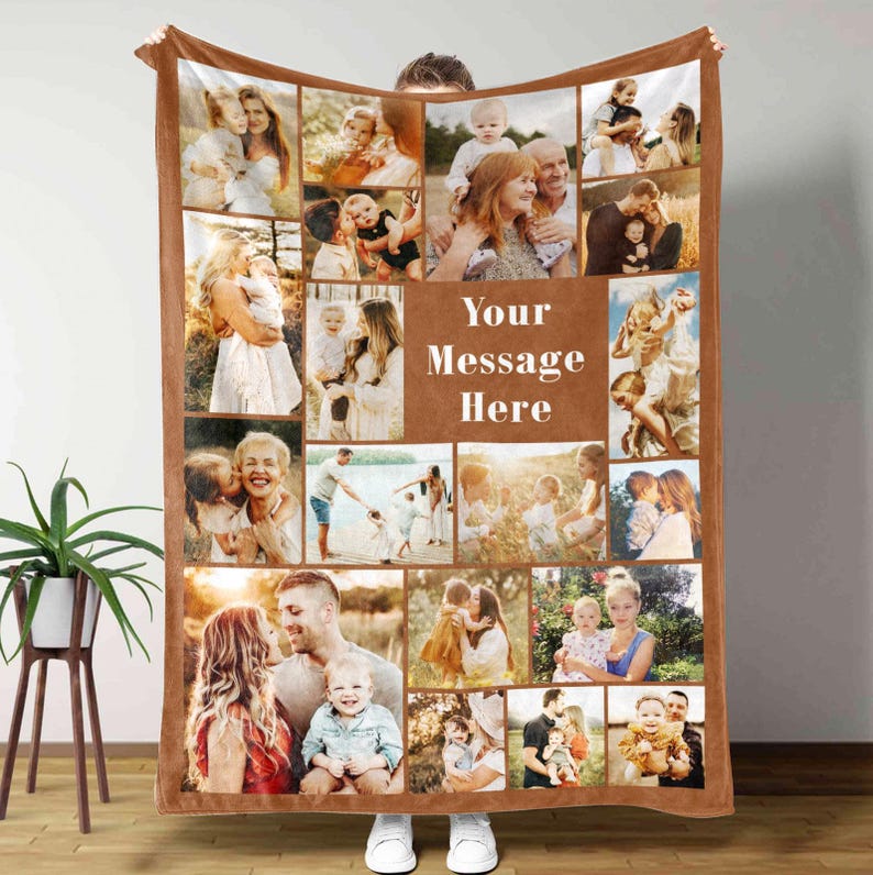 Custom Picture Blanket,Custom photo gifts, family blanket, anniversary blanket,picture collage blanket,Custom Photo Collage Gift for Grandma