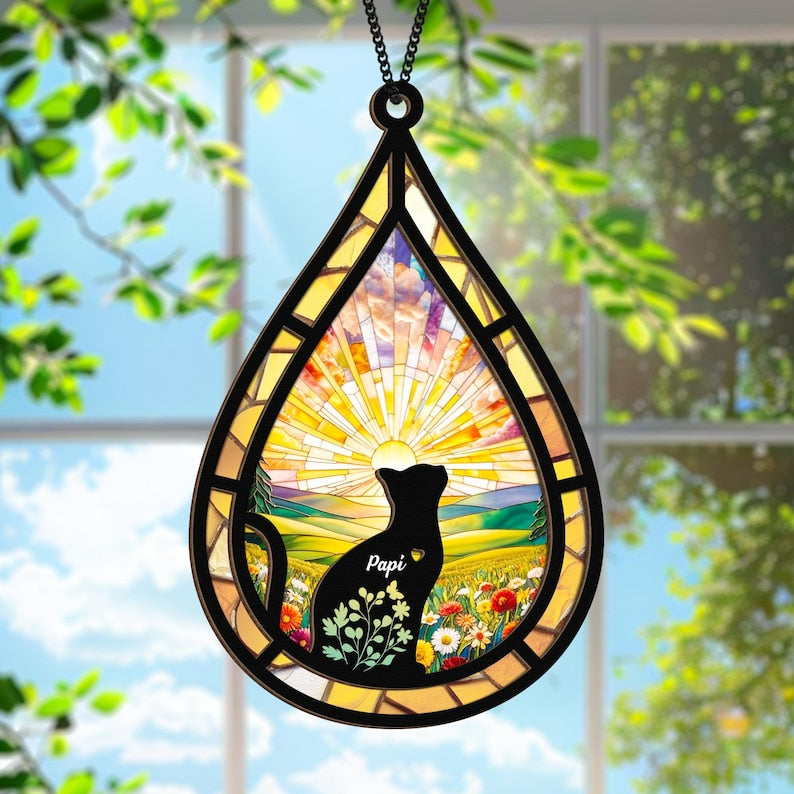 Cat Loss Memorial Suncatcher Personalized Loss of Cat Keychain Cat Sympathy Card Name Pet Ornament Cat Lovers Gifts Pet Passing Remembrance