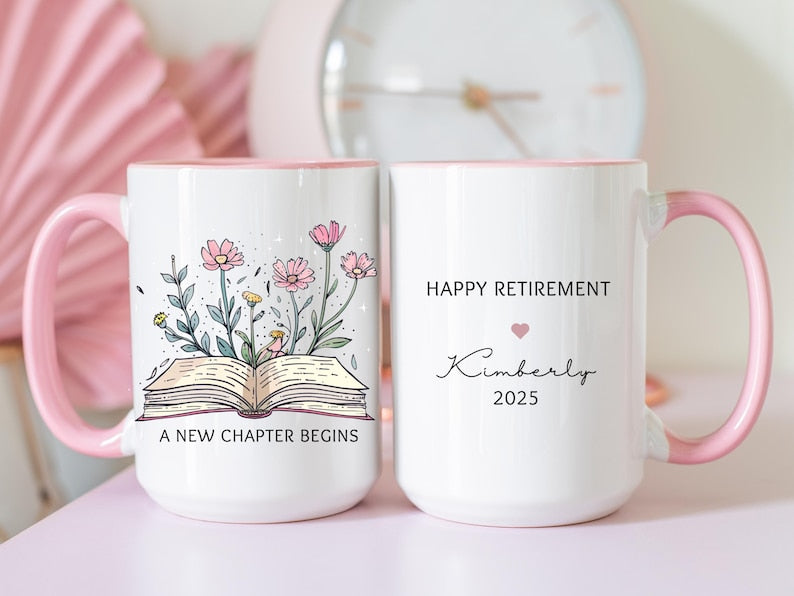 Custom Retirement Mug, Personalized Happy Retirement Cup, Custom Retired Gifts for Women, Coworker Boss, Woman Teacher, Retiring Coffee Mug