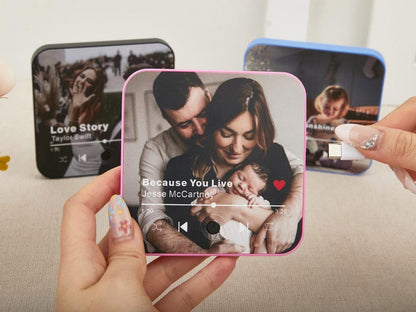 Custom Music Fridge Magnet with Photo,Personalized Audio Refrigerator Magnet,Play Song Music Box Gift for Couple,Unique Anniversary Gift