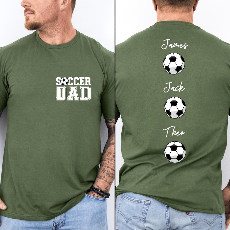 Custom Soccer Dad Shirt, Personalized Dad Shirt, Father s Day Gift, Soccer Dad T-shirt, Custom Kids Names Shirt, Gift for Dad, Game Day Tee