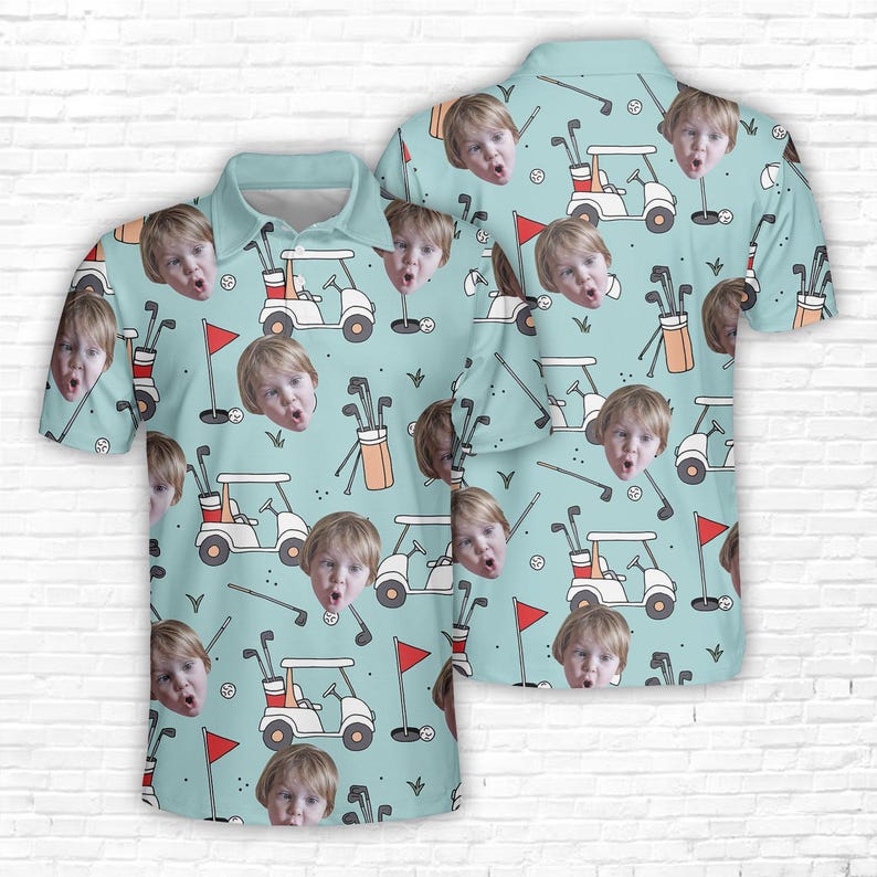 Custom Face Polo Shirt for Golfer Face on shirt gifts for husband Personalized Short Sleeve Golf Shirt Custom Polo for Golfer, Gifts for Mom