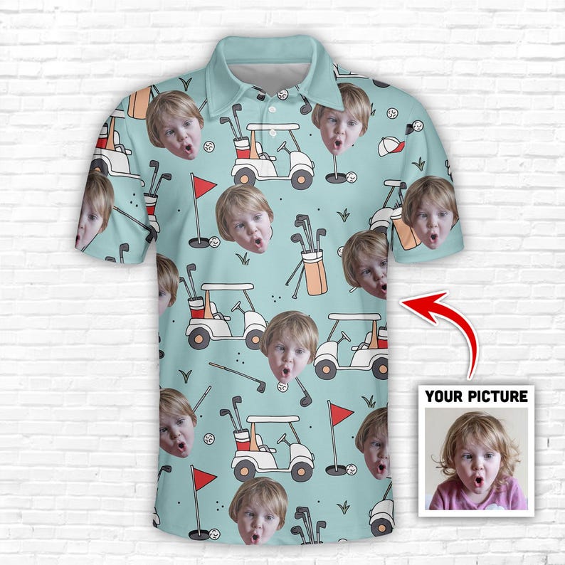 Custom Face Polo Shirt for Golfer Face on shirt gifts for husband Personalized Short Sleeve Golf Shirt Custom Polo for Golfer, Gifts for Mom