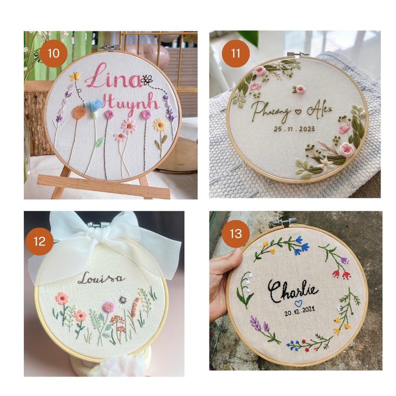 Custom Embroidered Wood Hoop, Name Banner, Hand Embroidered Hoop Art, Name Hoop Art, Anniversary Decor,Ring Holder,Wedding Decor,Baby Shower