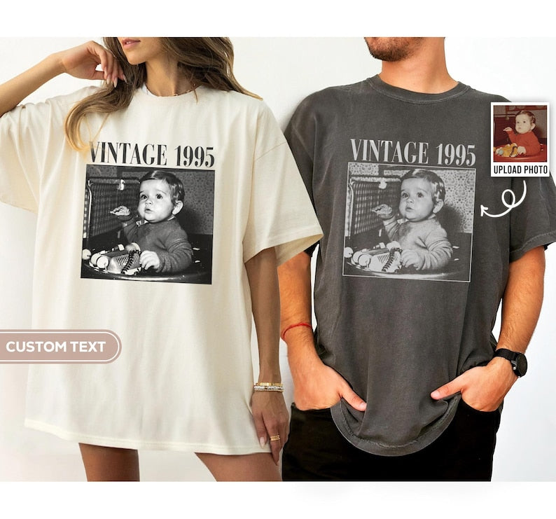 Personalised 30th Birthday Shirt, Custom Photo Birthday Shirt, 30th Birthday Gift, 40th Birthday Gift, Vintage 1995 Shirt