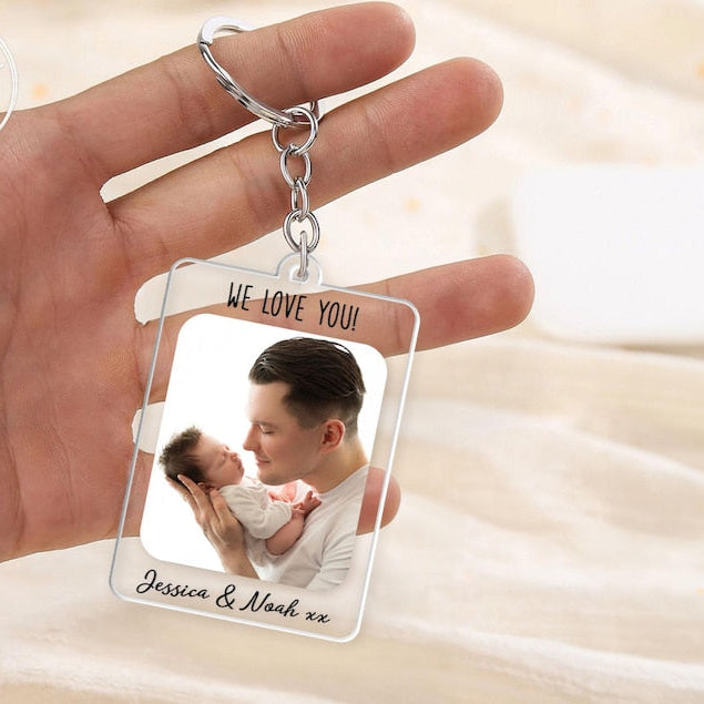 Personalised Dad Keyring Keychain, Custom Photo Keychain For Dad, Father's Day Gifts, Custom Family Photo Keychain, Birthday Gift for Dad