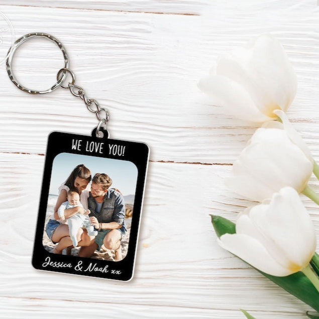 Personalised Dad Keyring Keychain, Custom Photo Keychain For Dad, Father's Day Gifts, Custom Family Photo Keychain, Birthday Gift for Dad