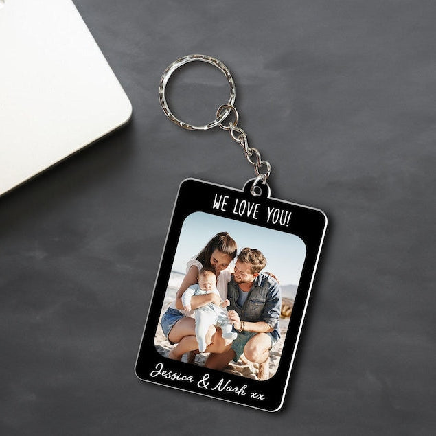Personalised Dad Keyring Keychain, Custom Photo Keychain For Dad, Father's Day Gifts, Custom Family Photo Keychain, Birthday Gift for Dad