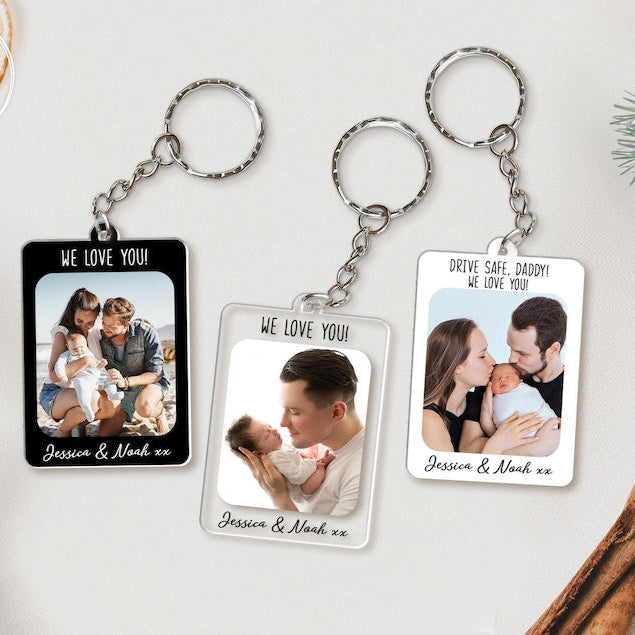 Personalised Dad Keyring Keychain, Custom Photo Keychain For Dad, Father's Day Gifts, Custom Family Photo Keychain, Birthday Gift for Dad