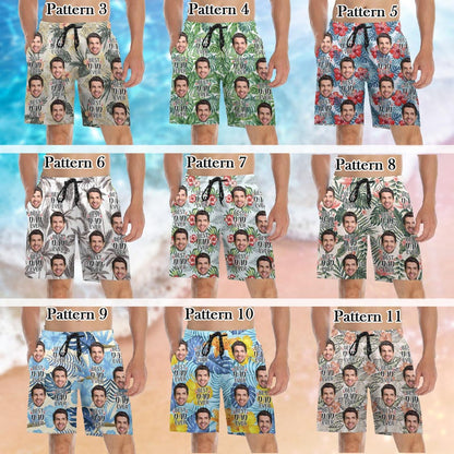 Personalized Men Bathing Suit, Father Swim Trunks, Custom Photos Beach Short for Dad, Custom face Hawaiian Swim Trunks, Father's Day Gifts