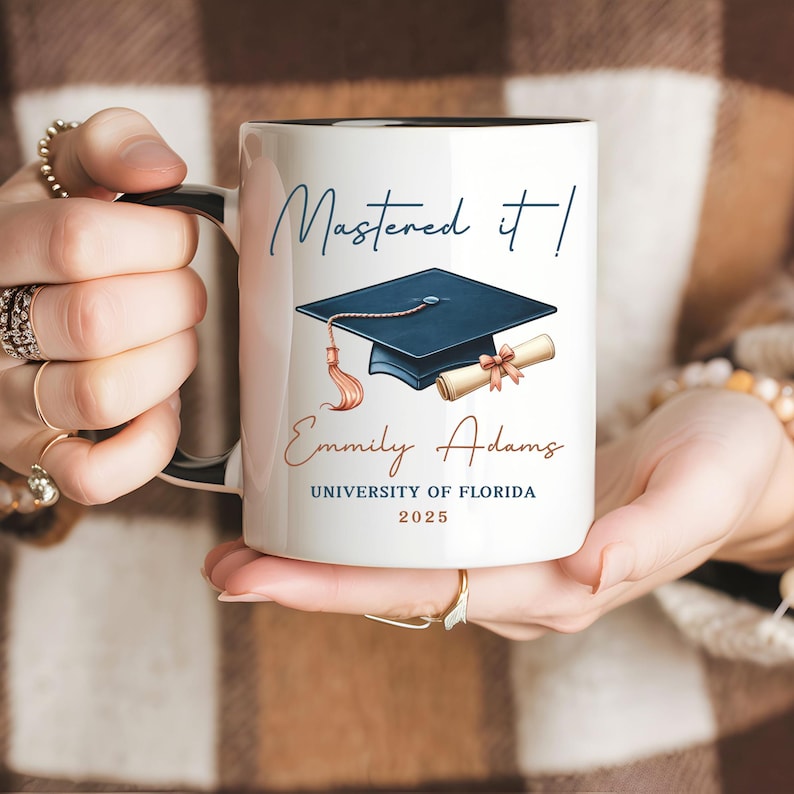 Masters Degree Mug, Mastered It Mug, Masters Degree Graduation Gift, Personalized Masters Degree Coffee Cup, Graduation Mug for Masters
