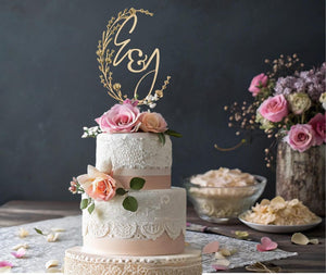 Custom Wedding Cake Toppers, Rustic Wedding Cake Topper, Custom Cake Topper, Initial Cake Topper,Cake Topper Wedding Gold