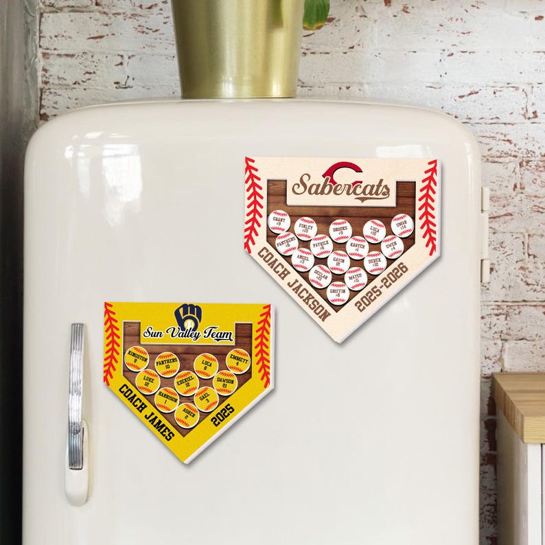 Custom Softball Coach Gift, Personalized Baseball Team Magnet with Names, Appreciation Gift for Coach,End of Season Thank You Gift Idea