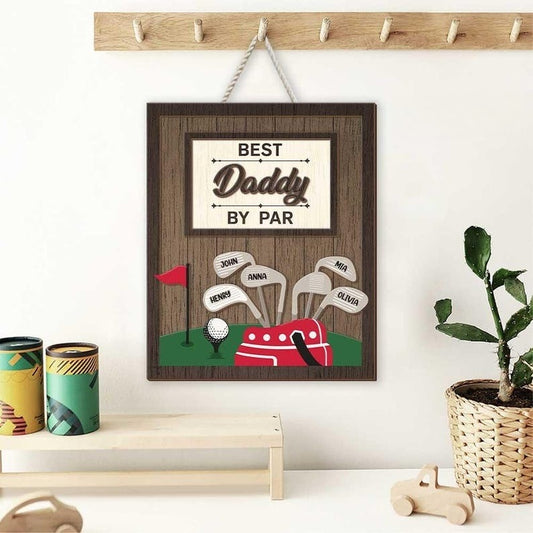Father's Day Gift, Custom Best Grandpa by Par Wood Sign, Gift For Father, Best Dad By Par Sign, Golfer Gift, Wood Golf Sign with Kids Name