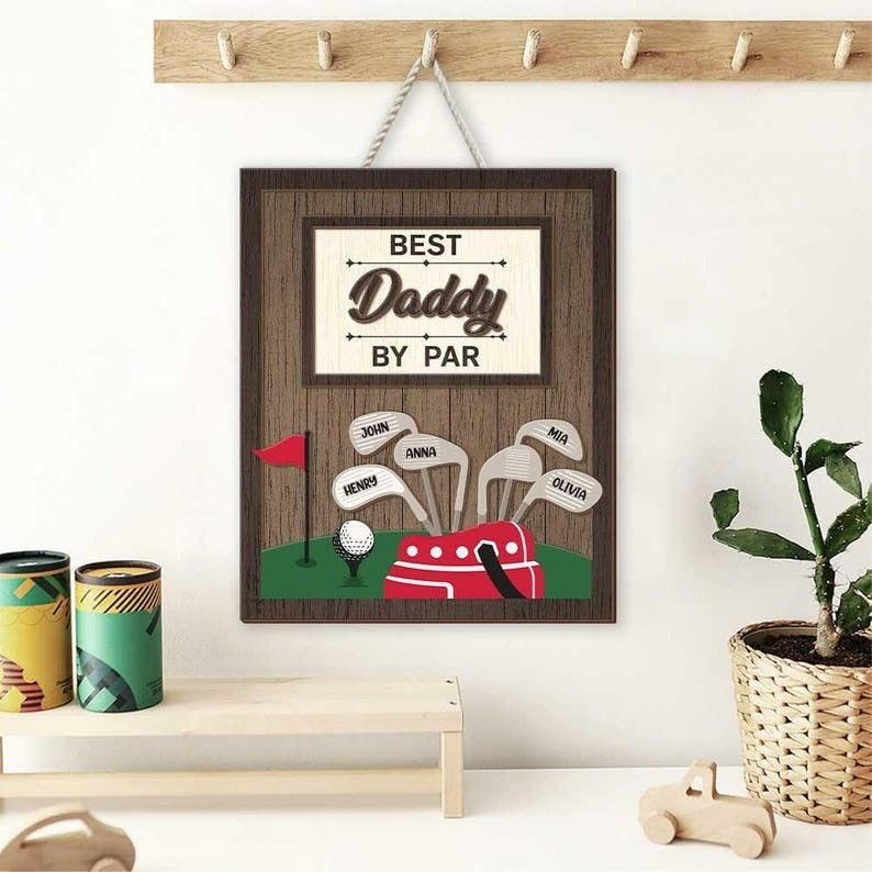 Father's Day Gift, Custom Best Grandpa by Par Wood Sign, Gift For Father, Best Dad By Par Sign, Golfer Gift, Wood Golf Sign with Kids Name