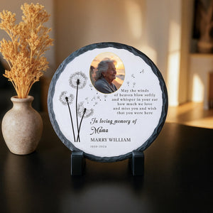 In Loving Memory Mama Rock Slate, Personalized Mother Memorial Keepsake, Mom Photo Memorial Gift, Heaven Quote Remembrance Plaque