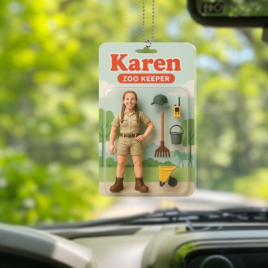 Personalized 2D Zoo Keeper Keychain, Turn Your Photo Into An Action Figure, Custom Toy Box Figure, Unique Funny AI Zoo Keeper Car Decor