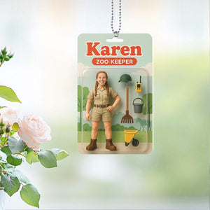 Personalized 2D Zoo Keeper Keychain, Turn Your Photo Into An Action Figure, Custom Toy Box Figure, Unique Funny AI Zoo Keeper Car Decor