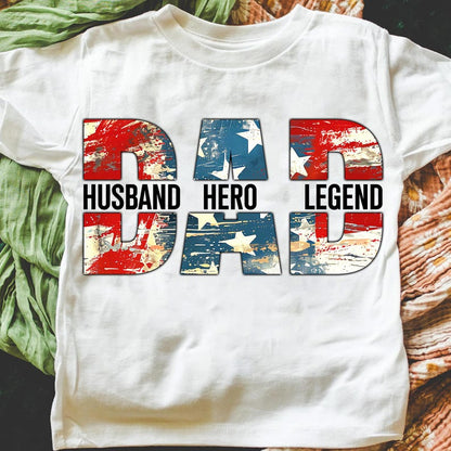 Vintage American Dad Shirt, 4th of July Dad Stars, Husband Hero Legend Shirt, Father's Day Shirt Retro American Independence, Gift for Dad