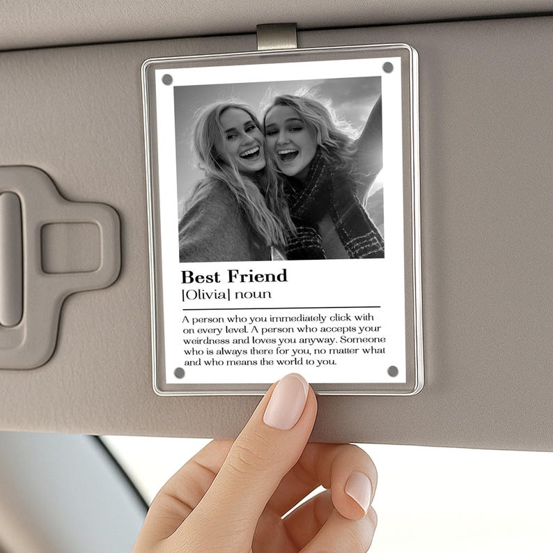 Personalized Best Friend Gift, Car Visor Photo Clip, Friendship Keepsake Gift, Gift for Bestie Birthday, Gift For Her, Long Distance Gift