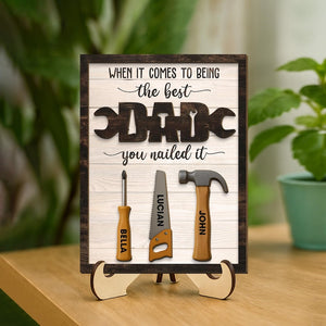 When It Become The Best Dad Mechanic Dad Personalized 2-Layered Wooden Plaque, Custom Names Sign, Father's Day Gift, Gifts for Mechanic Dad
