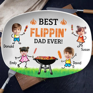 Custom Dad s Grill Plate With Kids Names & Face, Custom Daddy s Grilling Plate, Father's Day Gifts, BBQ Plate For Dad, Dad Gift From Kids
