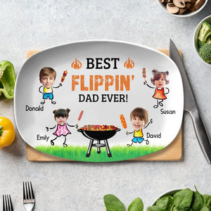 Custom Dad s Grill Plate With Kids Names & Face, Custom Daddy s Grilling Plate, Father's Day Gifts, BBQ Plate For Dad, Dad Gift From Kids
