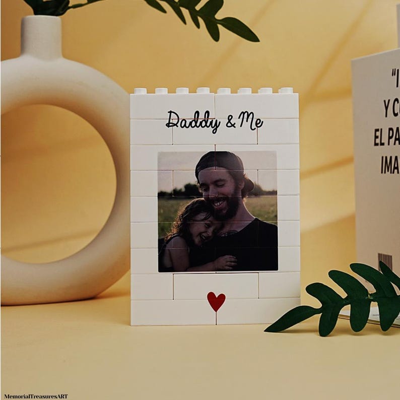 Fathers Day Gift Personalized Daddy and Me Brick Photo block, Gift for Dad, Building Block, Dad Puzzle, Gift, Him, Dad, Grandad, Grandpa
