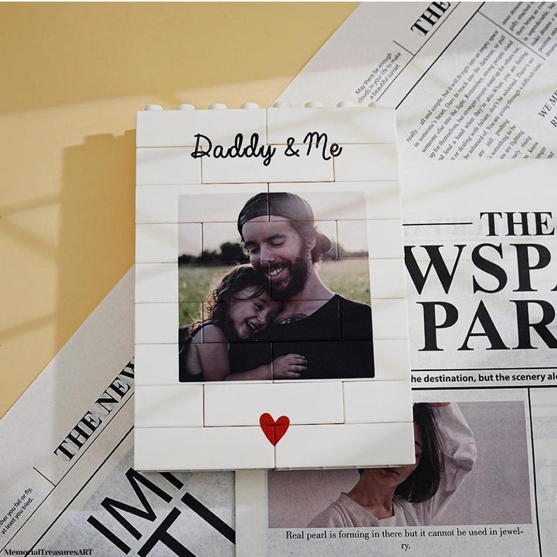 Fathers Day Gift Personalized Daddy and Me Brick Photo block, Gift for Dad, Building Block, Dad Puzzle, Gift, Him, Dad, Grandad, Grandpa