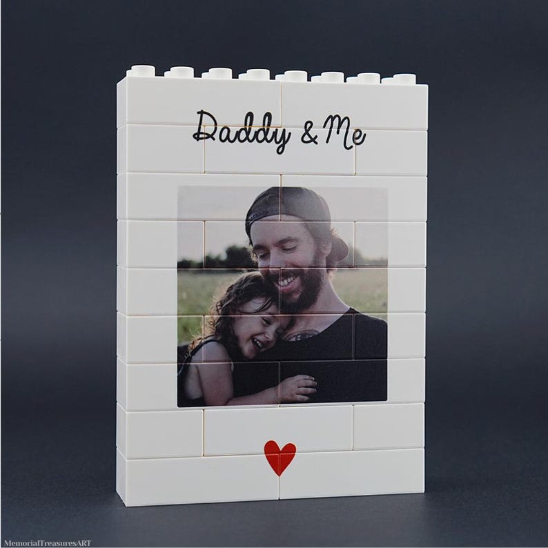 Fathers Day Gift Personalized Daddy and Me Brick Photo block, Gift for Dad, Building Block, Dad Puzzle, Gift, Him, Dad, Grandad, Grandpa