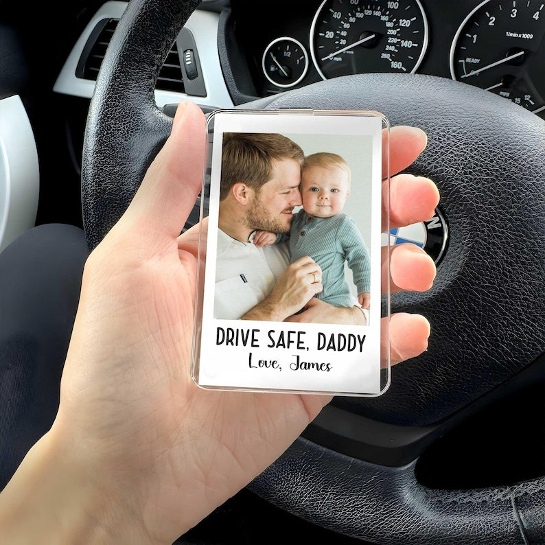Photo Car Visor Clip, Fathers Day Gifts, Drive Safe Daddy Gift Idea, Gift for Grandpa, Father s Day Picture Frame Dad Gift