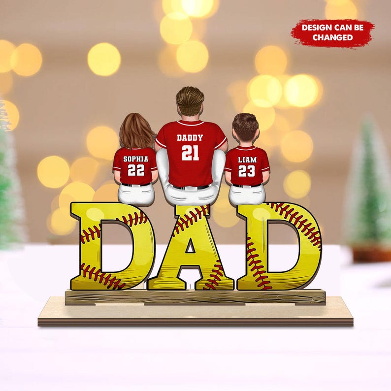 Custom Wooden Plaque, Birthday, Father's Day Gift For Softball Dad Grandpa Husband, Softball Lover, Softball Player, Softball Dad and Kids