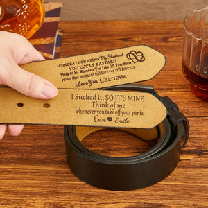 Customizable Belt for Him Fun Gift Idea, Leather Belt for Anniversary, Unique Boyfriend Gift, Valentine's Day Gift for Husband, Engrave Text