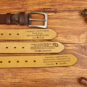 Customizable Belt for Him Fun Gift Idea, Leather Belt for Anniversary, Unique Boyfriend Gift, Valentine's Day Gift for Husband, Engrave Text