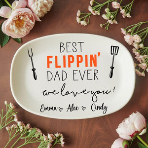 Best Flippin' Dad Ever Personalized Grilling Plate, Grilling Plate for Dad, Father Platter, Daddy Platter Gifts, Father's Day Gifts