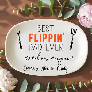 Best Flippin' Dad Ever Personalized Grilling Plate, Grilling Plate for Dad, Father Platter, Daddy Platter Gifts, Father's Day Gifts