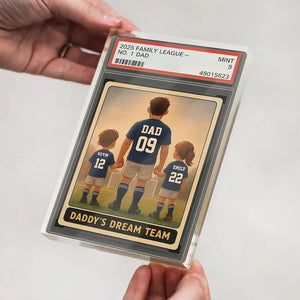 Soccer No.1 Dad Grandpa Man And Kids Trading Card Style Personalized Acrylic Block, Fathers Day Gift For Soccer Dad, Family Plaque Decor