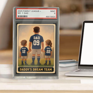 Soccer No.1 Dad Grandpa Man And Kids Trading Card Style Personalized Acrylic Block, Fathers Day Gift For Soccer Dad, Family Plaque Decor