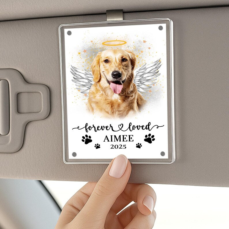 Personalized Pet Memorial Gift, Custom Photo Car Visor Clip, Gift For Dog Dad, Pet Remembrance Gift for Car, Pet Lover Gifts, Forever Loved