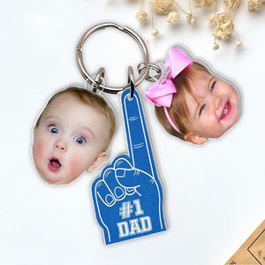 Personalized Father's Day Keychain, Father's Day Gift, 1 Dad Keychain With Photo Charm, Sports Dad Gift, Gift for Grandpa, Gift From Kids