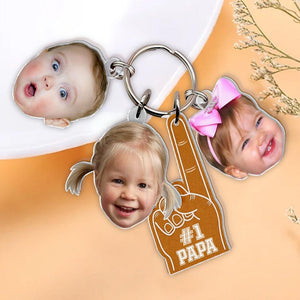 Personalized Father's Day Keychain, Father's Day Gift, 1 Dad Keychain With Photo Charm, Sports Dad Gift, Gift for Grandpa, Gift From Kids