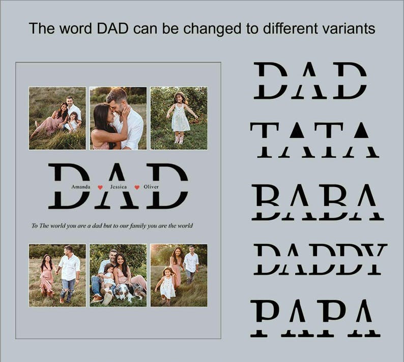 Personalized Dad Photo Collage Night Light, Custom Dad Photo Gift, Father's Day Gift, Gift for Dad, Best Dad Gift, Gift For Husband