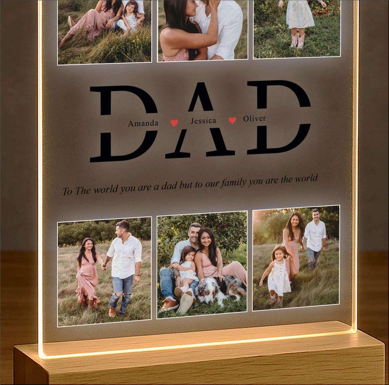 Personalized Dad Photo Collage Night Light, Custom Dad Photo Gift, Father's Day Gift, Gift for Dad, Best Dad Gift, Gift For Husband